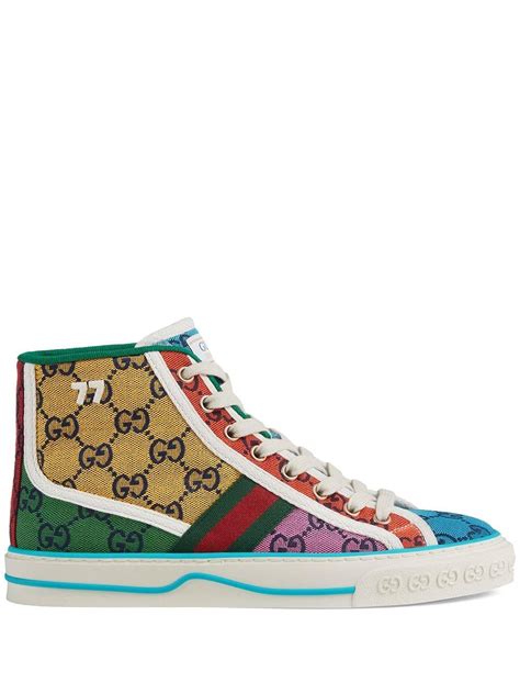 gucci tennis 1977 gg multicolor high-top sneakers|gucci 1977 tennis shoes women's.